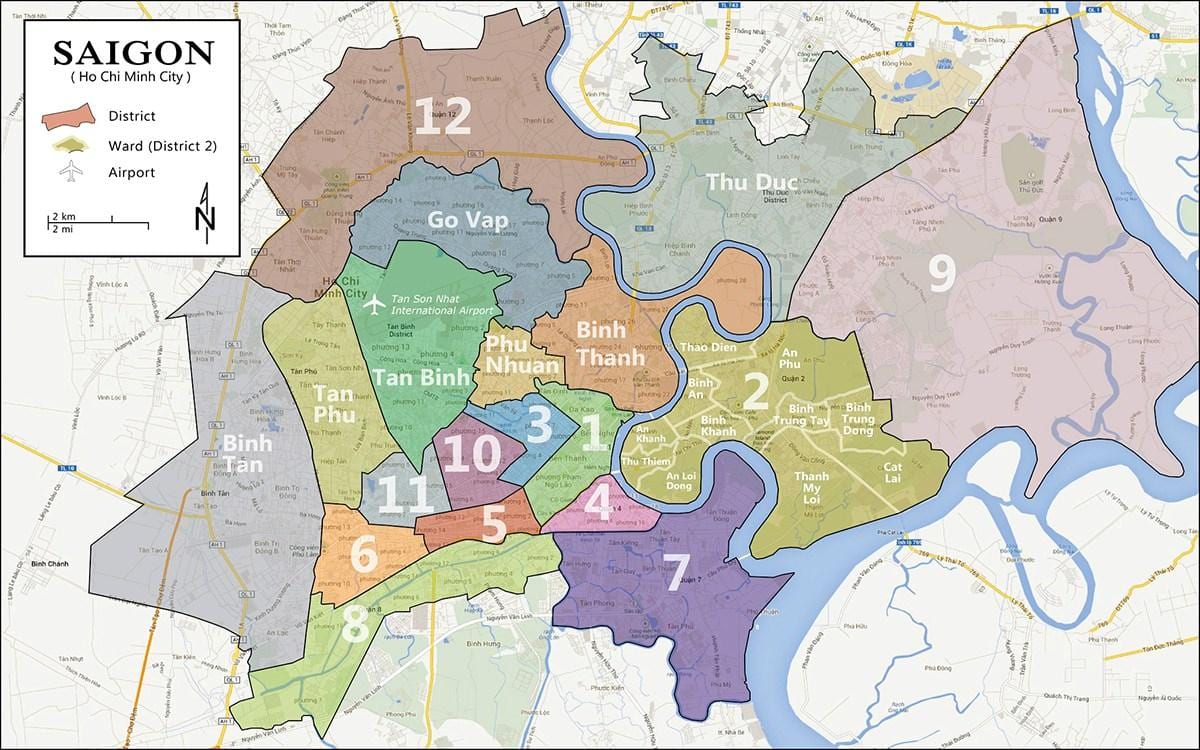 Mapa de el distrito 9 de la ciudad de ho chi minh 