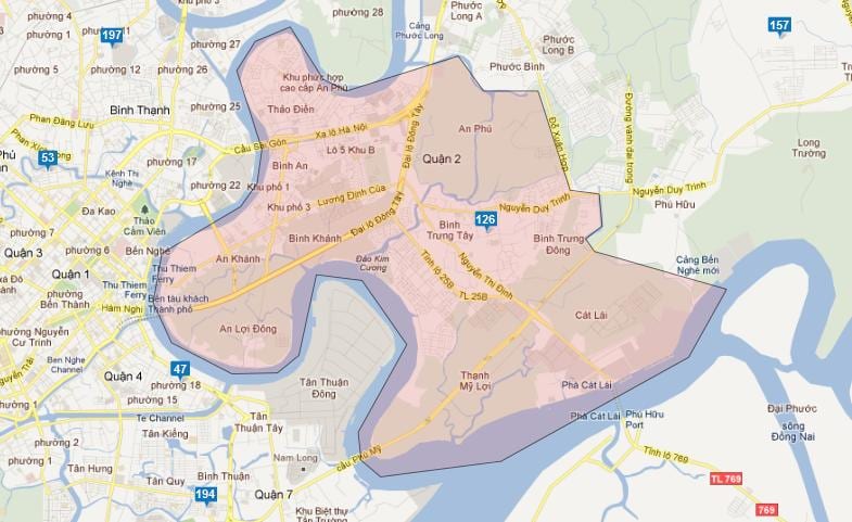 mapa de los distritos en la ciudad de ho chi minh