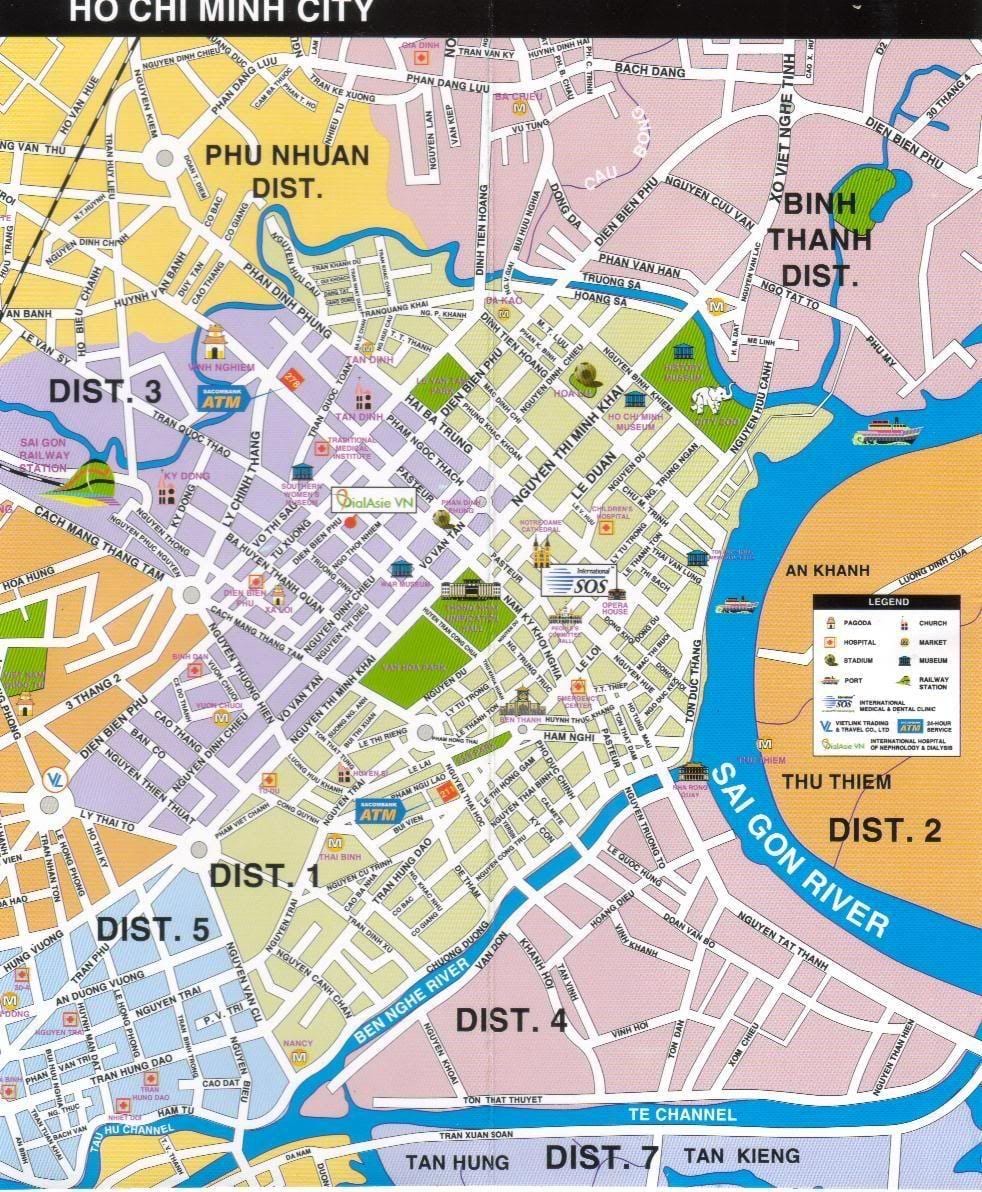 la ciudad de ho chi minh de la ciudad de las atracciones turísticas mapa
