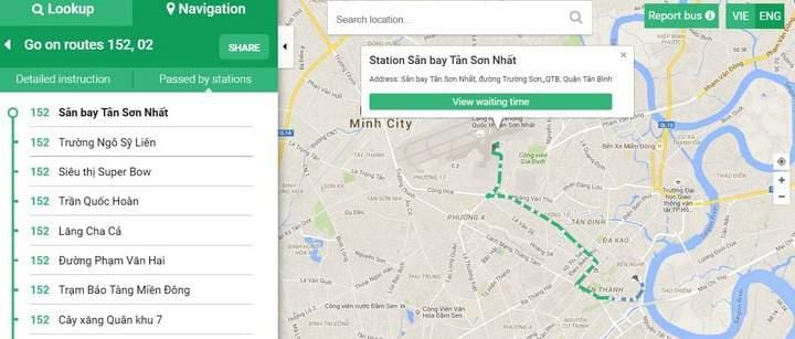 Mapa de la ciudad de ho chi minh 152 de la ruta
