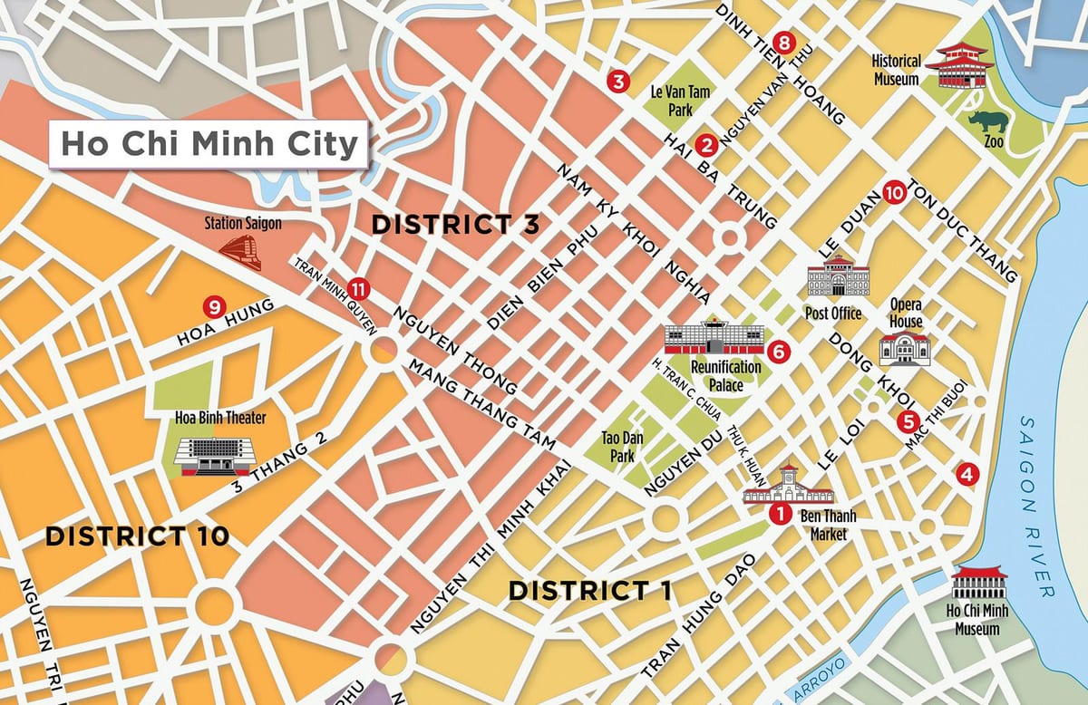 mapa de el distrito 1 de saigón