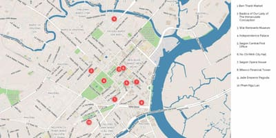 La ciudad de Ho chi minh atracciones mapa