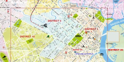 Mapa turístico de la ciudad de ho chi minh de la ciudad de distrito 1